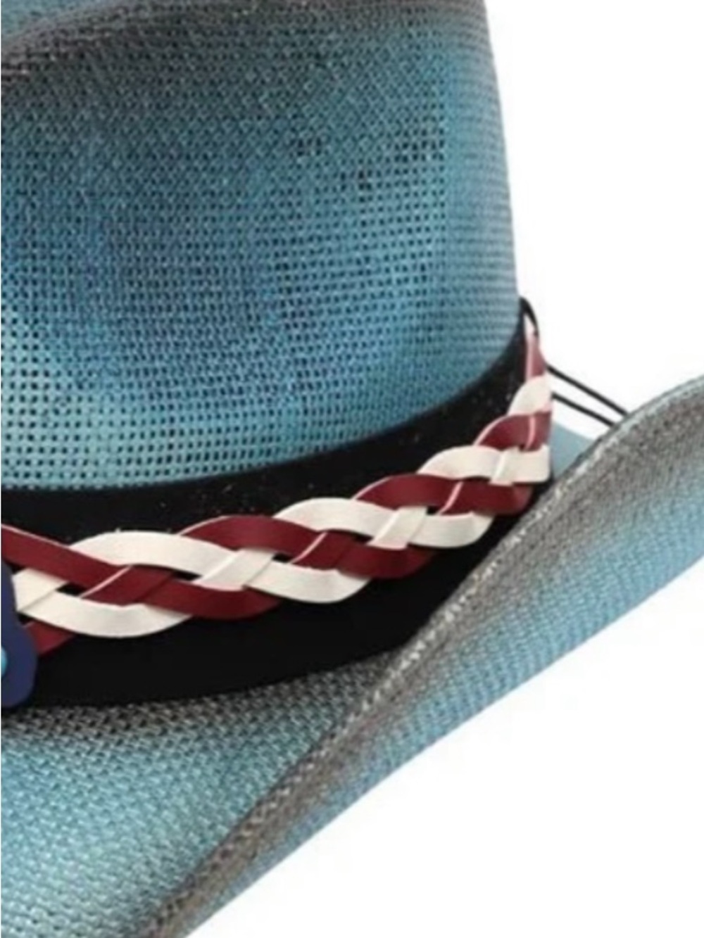 Women’s Dusty patriotic Cowboy Hat with Braided Band and Concho / new - Picture 4 of 4